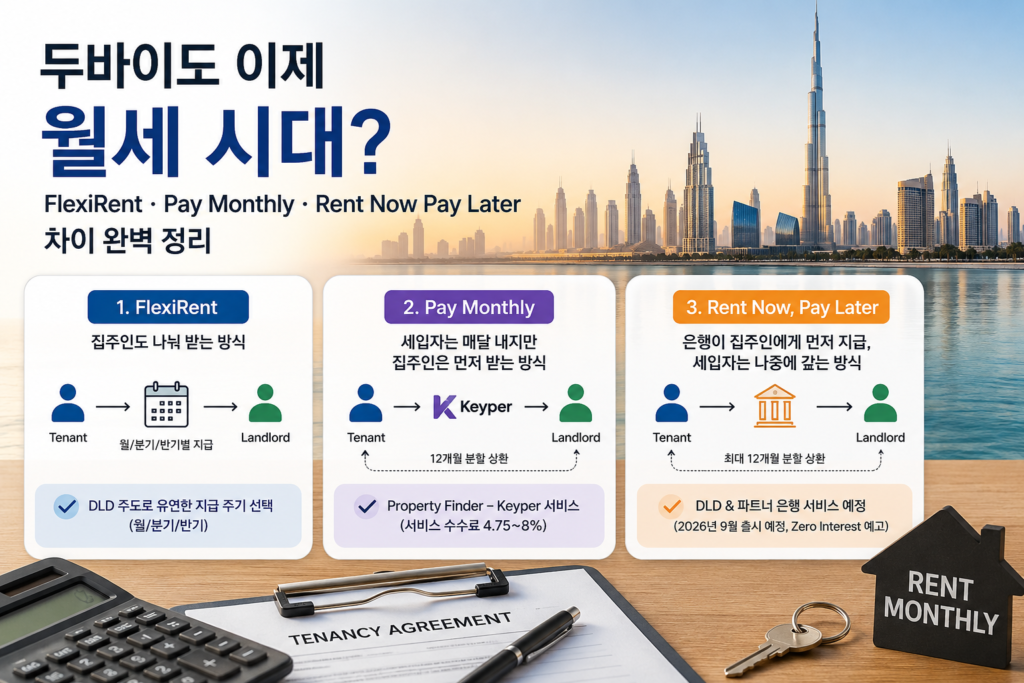 두바이 월세 FlexiRent Pay Monthly Rent Now Pay Later 비교